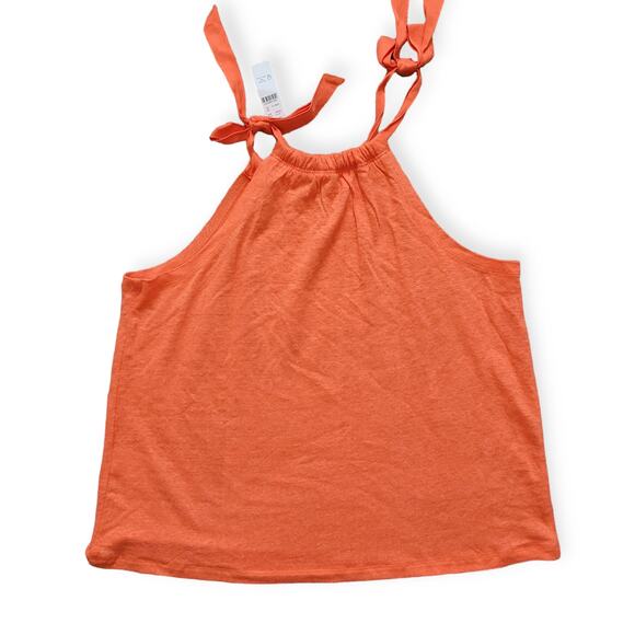 J.Crew Linen Tee Orange Halter Bow-Tie Sleeveless Tank Top Women Sz XS - Picture 4 of 7